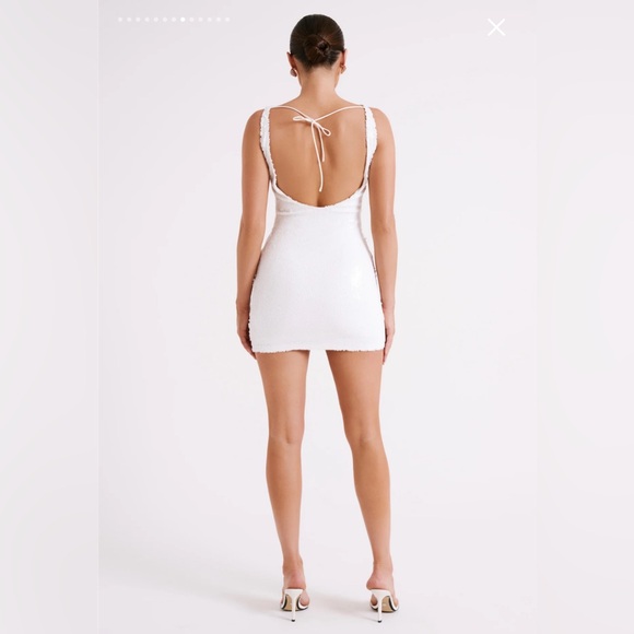 Meshki AYLA Sequin Mini Dress, White, size medium, bridal bachelorette wedding - Picture 2 of 7